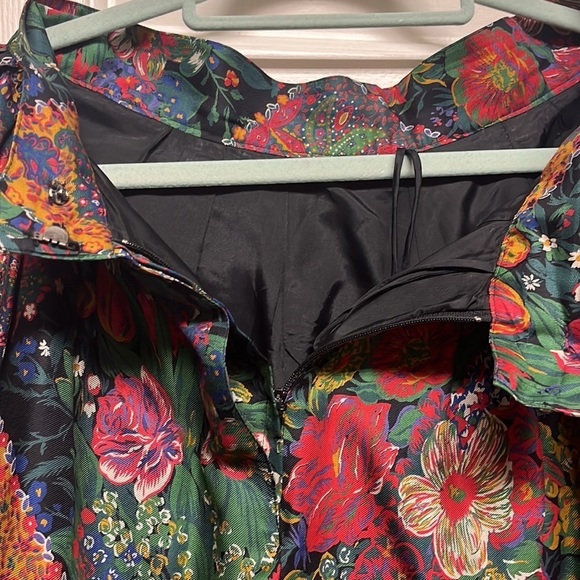 Vintage Ports International Paisley Maximalist Full Flowy Silky Midi Skirt Lined - Picture 8 of 9